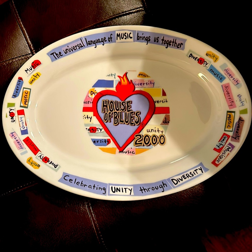 House of Blues Orlando‎ 2000 Vintage Serving Dish Plate Hand Painted Dinner Art